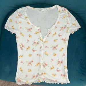 Hippie Rose XSmall juniors top white floral